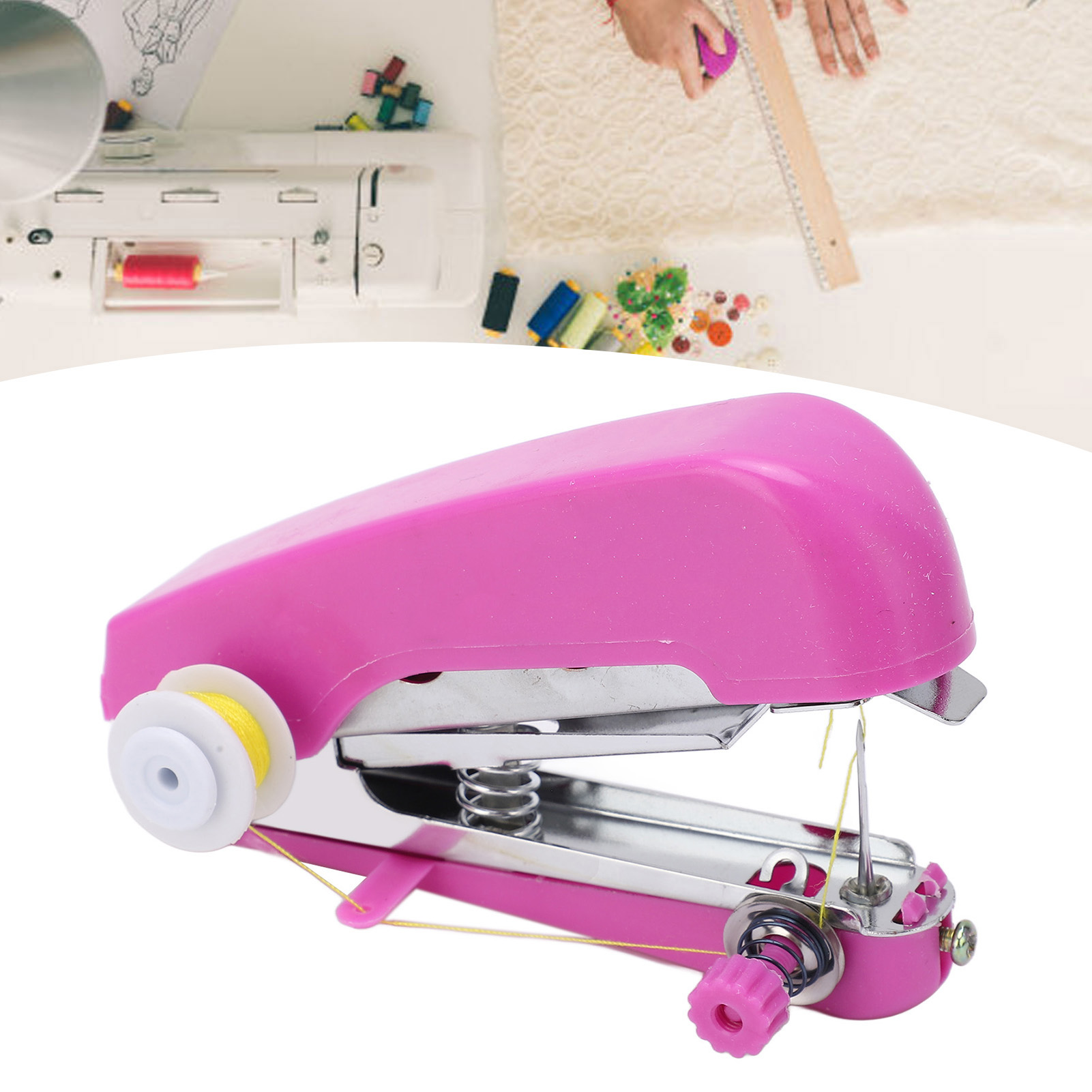 Mini máquina de coser manual portátil de mano herramienta manual de  bricolaje para manualidades en el hogar máquina de coser portátil manual de  puntada para viajes a casa ANGGREK Otros